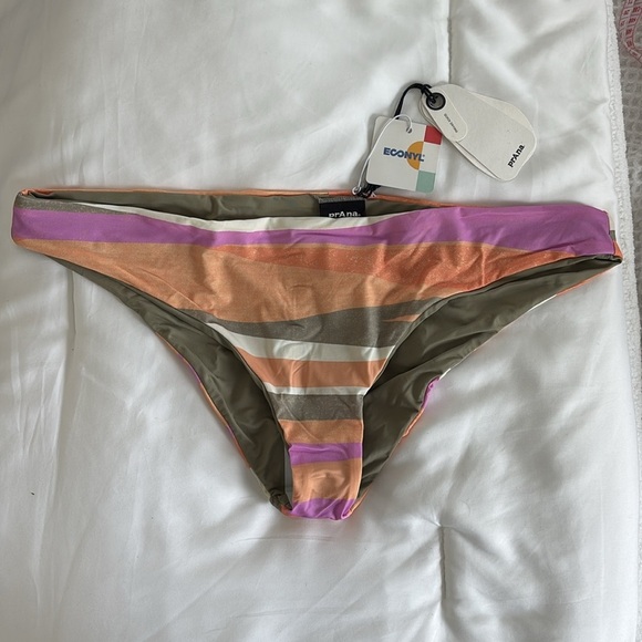 NWT Prana Gemma Reversible Cheeky Low Rise Bikini Swim Bottoms in Waves Stripes - Picture 5 of 8